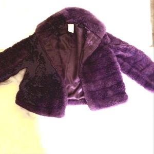 Girls Purple Faux Fur Jacket size xs(4)